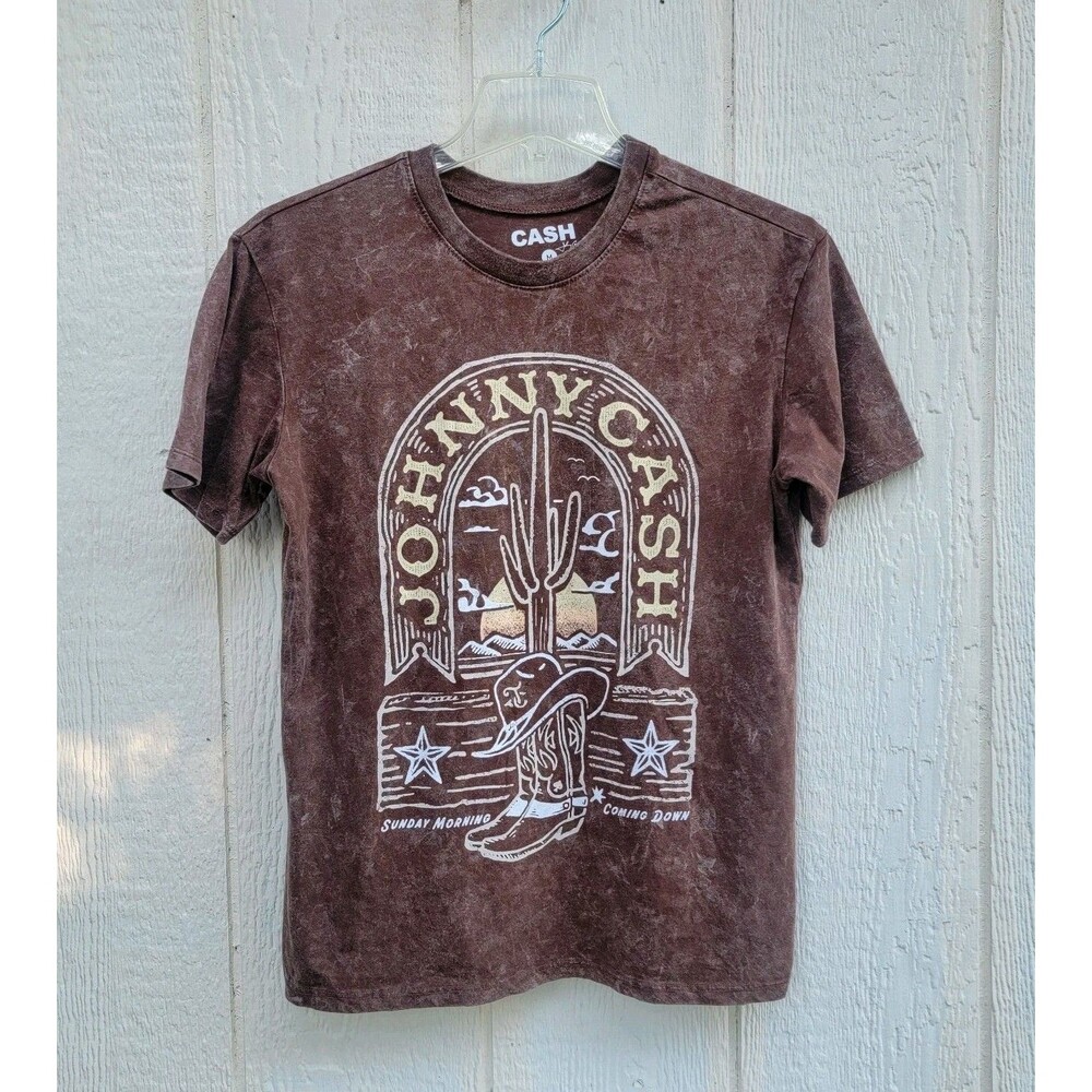 JC Johnny Cash Cowboy Sunday Morning Coming Down T-Shirt Boho Womens Med Cowgirl